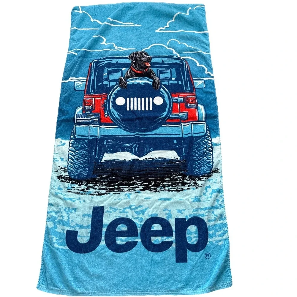 JEEP Copilot Beach Bath Towel Dog Black Lab 56x28